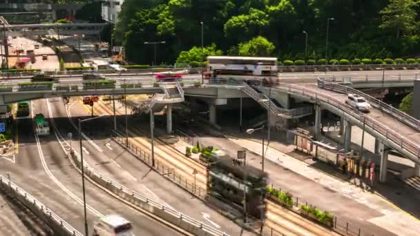 HONG KONG - Centro de la ciudad concurrida vista de tráfico. Caducidad de la resolución 4K — Vídeos de Stock