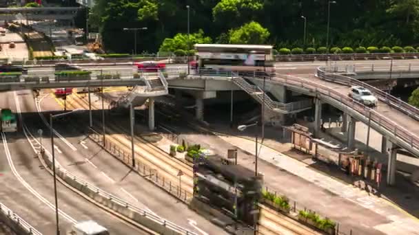 HONG KONG - Centro de la ciudad concurrida vista de tráfico. Caducidad de la resolución 4K — Vídeo de stock