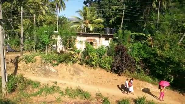 Sri Lanka - Village view. Slow motion ride by highland train. — Stock Video
