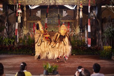 Barong Dance. Tiyatro Bali Adası. Bali Adası yolculuk. Barong ruhu. 