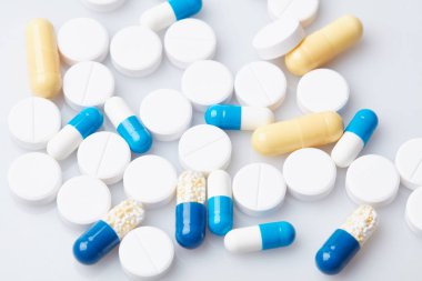 Hap ve tablet, ilaç izole. Uyuşturucu. Sağlık. İlaç sanayii. eczane.