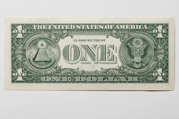 Close One Dollar Bill Back Side Isolate White Background — Stock Photo, Image