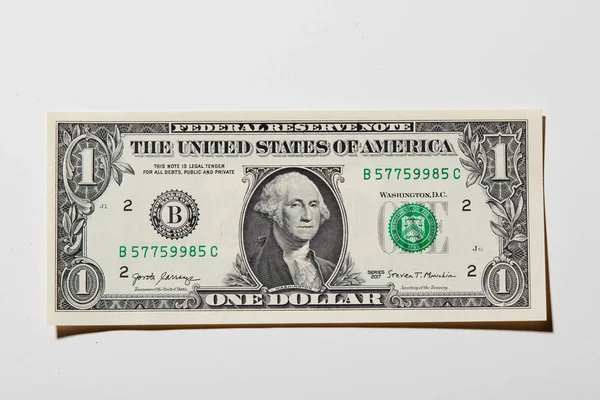 Close Van Een Dollar Bill Front Side Isolate Witte Achtergrond Stockfoto