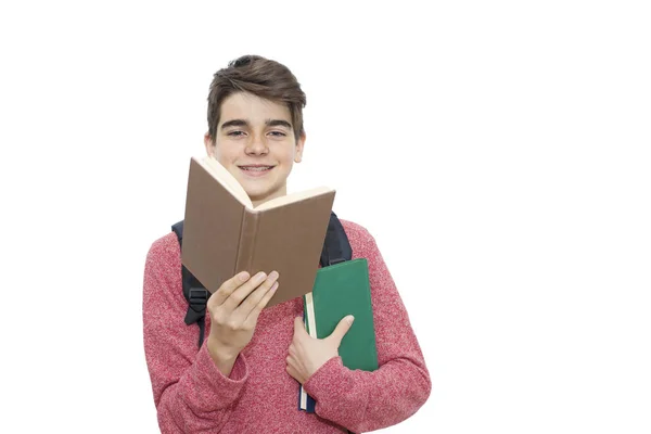 Teenage Student Med Boken — Stockfoto