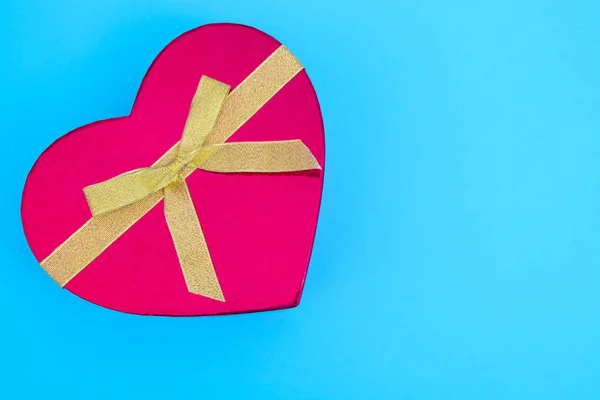 Heart Shaped Gift Box Blue Background — Stock Photo, Image