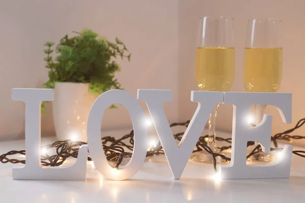 Houten Letters Met Het Woord Liefde Bericht Hou Van Concept — Stockfoto