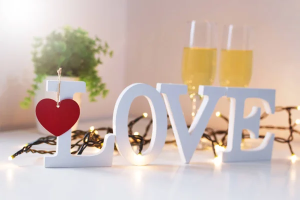 Houten Letters Met Het Woord Liefde Bericht Hou Van Concept — Stockfoto