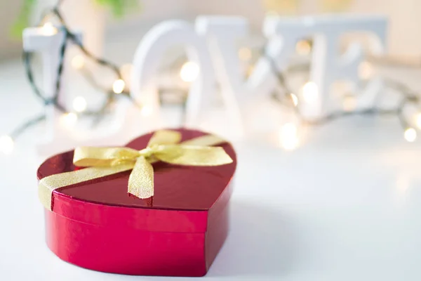 Aftelkalender Voor Valentijnsdag Hartvormige Doos Van Gift — Stockfoto