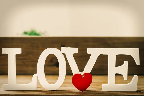 Деревянные Буквы Словом Любовь Послание Любовь — стоковое фото