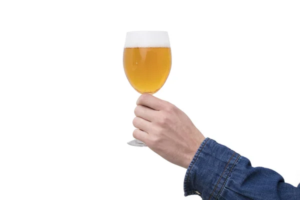 Hand Beer Glass Insulated White — Stock Photo, Image