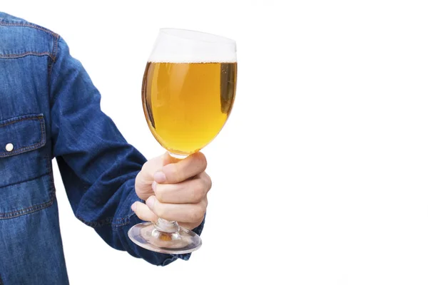 Hand Beer Glass Insulated White — Stock Photo, Image