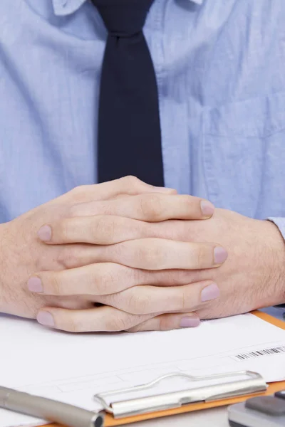 Hände Gekreuzt Businesstisch Oder Meeting — Stockfoto