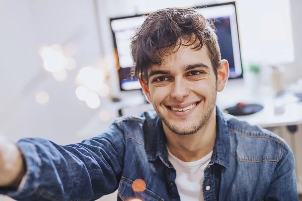 Young Fashionable Home Desk Office — Stock Photo, Image