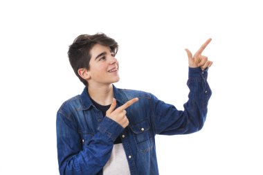 Genç Genç beyaz arka planda izole