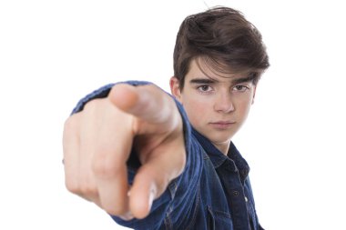 Genç Genç beyaz arka planda izole