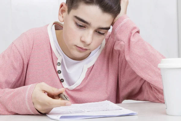 Jóvenes Estudiando Escritorio Adolescentes Niños —  Fotos de Stock