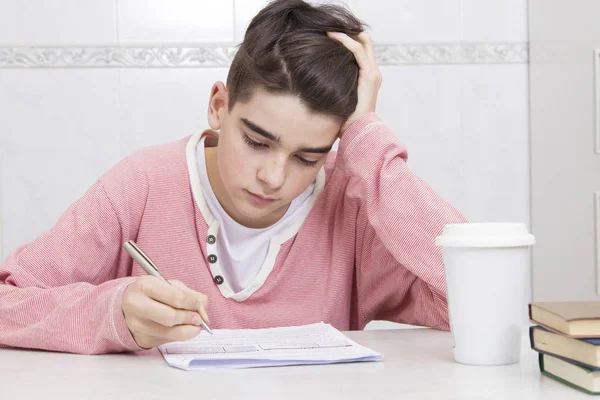 Young Studying Desk Teenagers Children — Stock Photo, Image