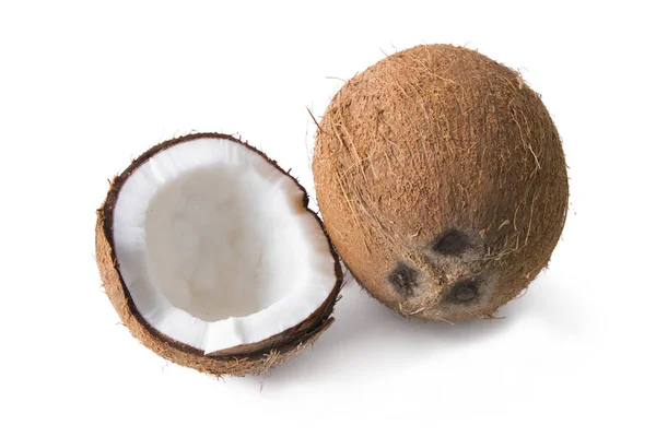 Naturalne Kokos Białym Tle Tle — Zdjęcie stockowe