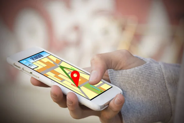 Telefono Cellulare Con Gps Localizzatore — Foto Stock