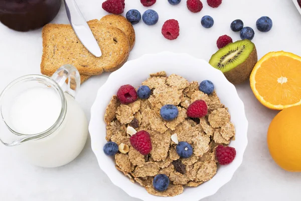 breakfast with fruits and cereals, health and wellness