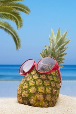 ananas yaz manzara plaj güneş gözlüklü