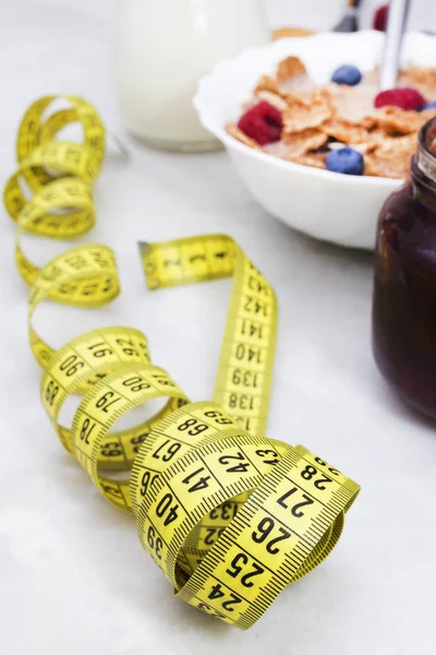 Tape Measure Healthy Breakfast Diet Concept — Stock Photo, Image