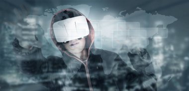 sanal gerçeklik kavramı şehir arka plan ve binalar