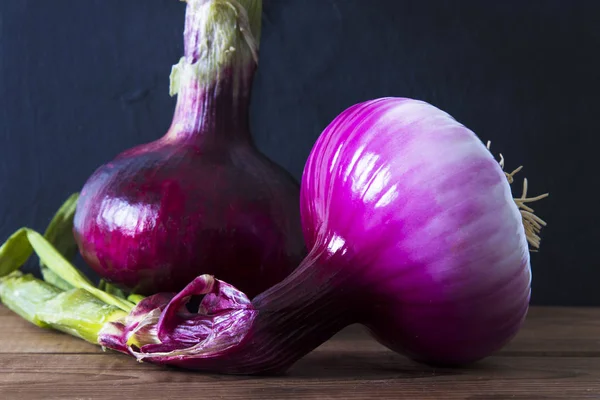 Red Onion Rustic Wood Vegetables Vegetables — Stock Photo, Image