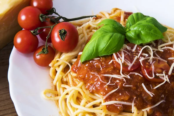 Spaghetti Bolognese Salsą Włoskie Makarony — Zdjęcie stockowe