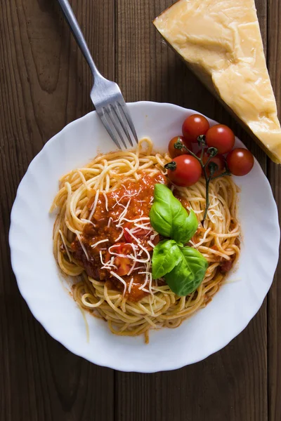 Spaghetti Bolognese Salsą Włoskie Makarony — Zdjęcie stockowe