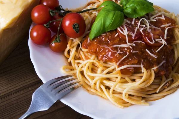 Espaguete Bolonhesa Com Salsa Macarrão Italiano — Fotografia de Stock