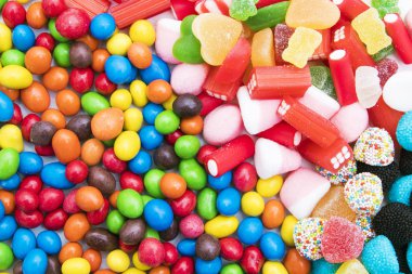 tatlı ve şekerlemeler çeşitli renk arka plan