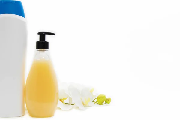 Gel Shampoo Recipientes Isolados Sabonetes Higiene Corporal — Fotografia de Stock