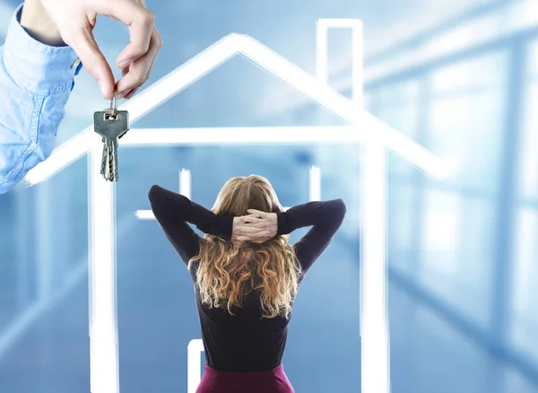 Woman Her Hands Her Head Problems Buying Renting House — Stock Photo, Image