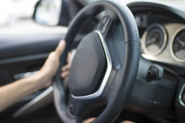 Man Hands Driving Car — Stock Photo, Image