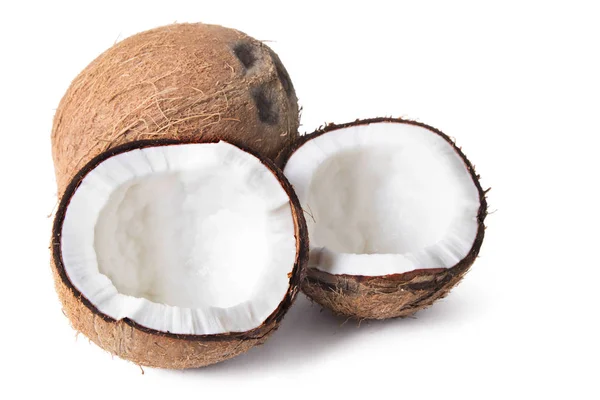 Naturalne Kokosy Białym Tle Tle — Zdjęcie stockowe