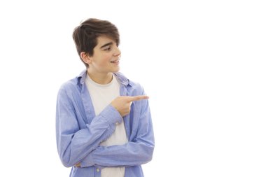 Beyaz arka planda izole ergen veya preadolescent çocuk