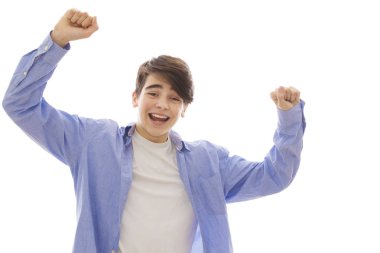 Beyaz arka planda izole ergen veya preadolescent çocuk