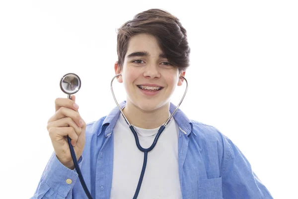Portrait Adolescent Avec Stéthoscope Jeune Médecine Santé — Photo