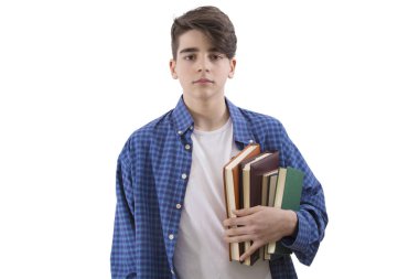 Öğrenci, okula dönüş izole kitaplar