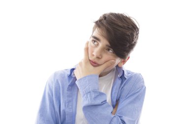 Beyaz arka planda izole genç Genç portresi