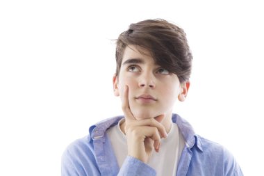 Beyaz arka planda izole ergen veya preadolescent çocuk