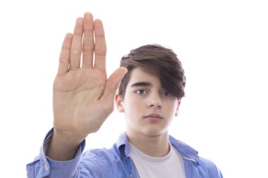 Beyaz arka planda izole ergen veya preadolescent çocuk