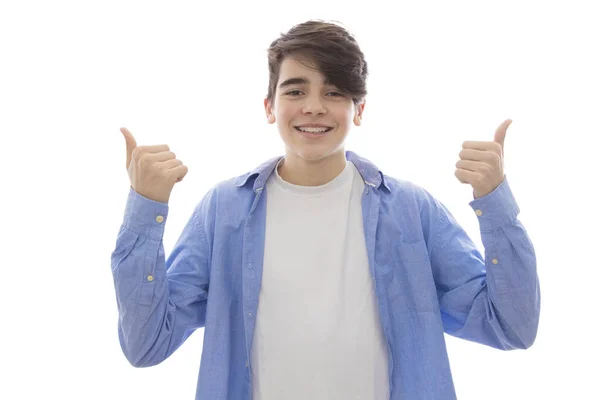 Niño Adolescente Preadolescente Aislado Fondo Blanco — Foto de Stock