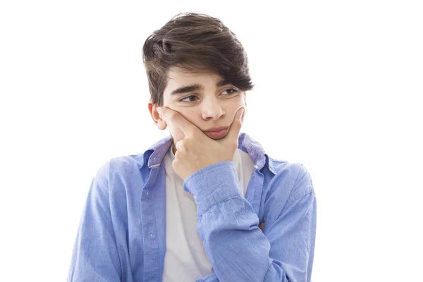 Retrato Adolescente Joven Aislado Fondo Blanco — Foto de Stock