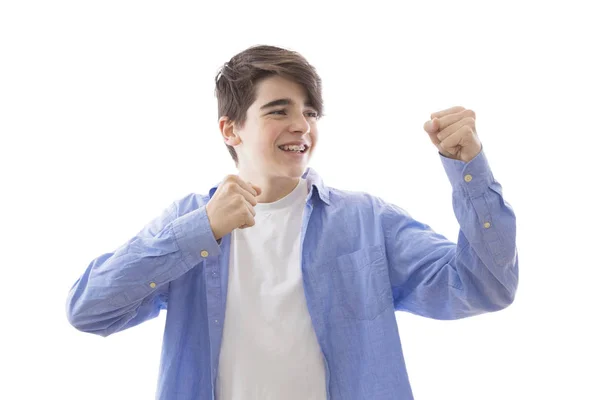 Niño Adolescente Preadolescente Aislado Fondo Blanco — Foto de Stock