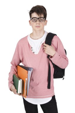 Beyaz arka planda izole öğrenci