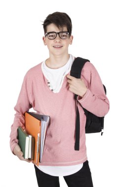 Beyaz arka planda izole öğrenci