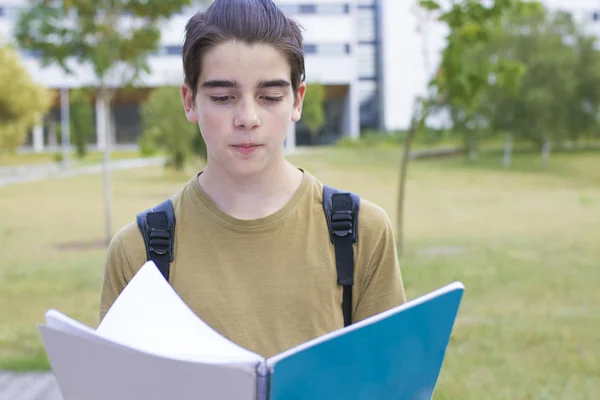 Studentporträtt Med Anteckningar Eller Utomhus Böcker — Stockfoto