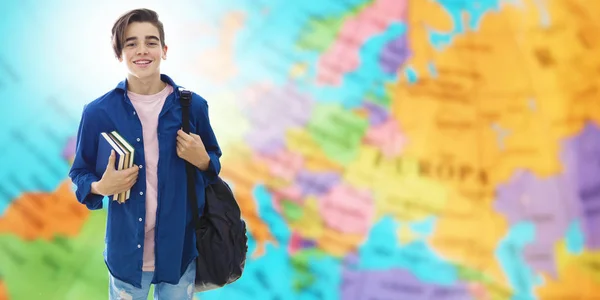 Joven Adolescente Estudiante Con Libros — Foto de Stock